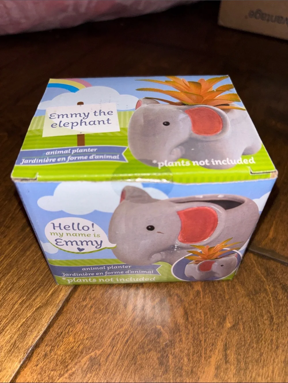 Emmy Ceramic Elephant Planter with Pink Ears nib